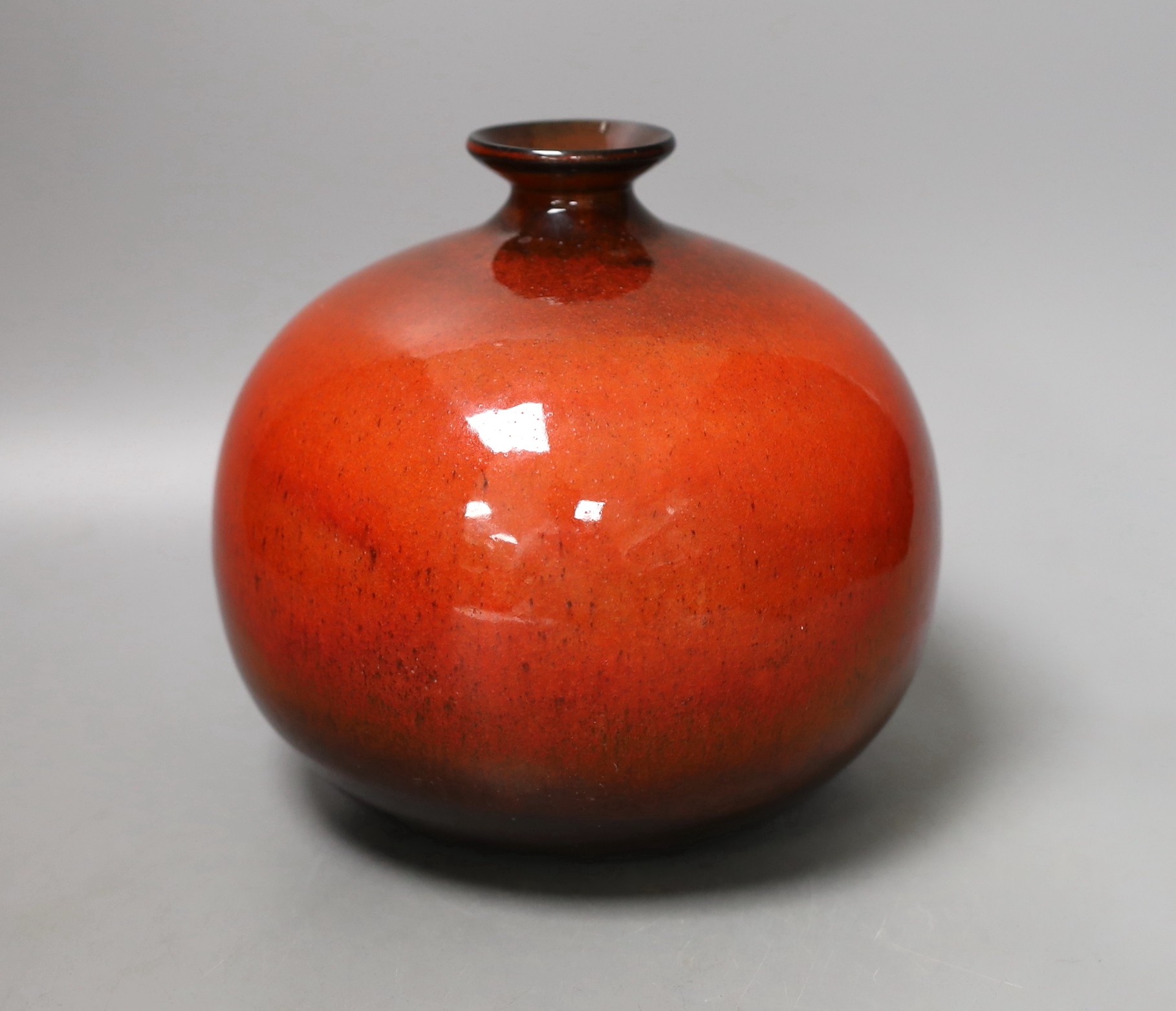 A Japanese sang de boeuf vase, 17cm